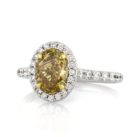 2.05ct Fancy Dark Brown Yellow Oval Cut Diamond Engagement Ring