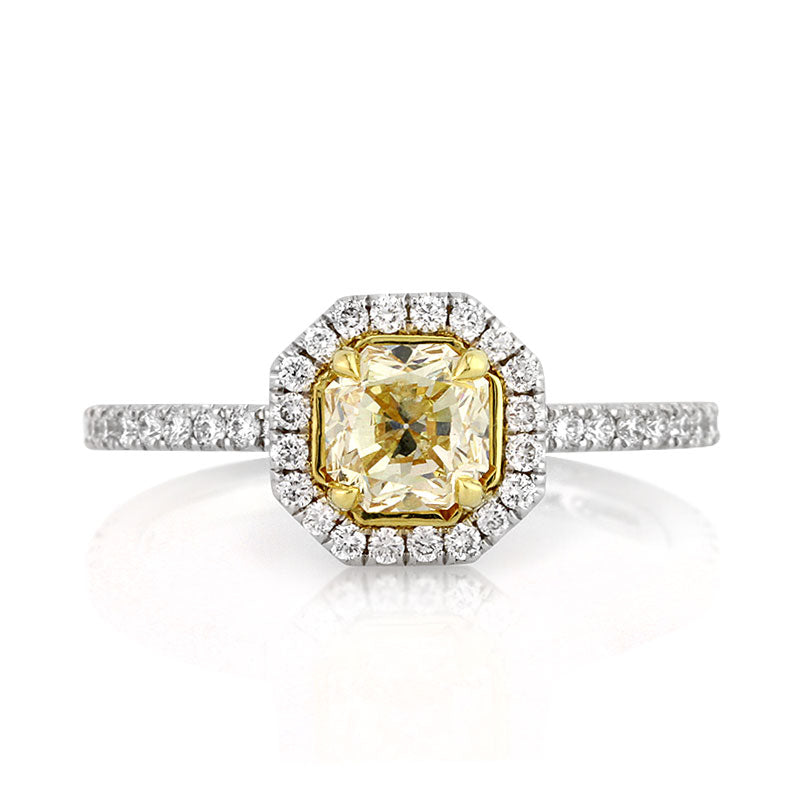 1.17ct Fancy Light Yellow Radiant Cut Diamond Engagement Ring