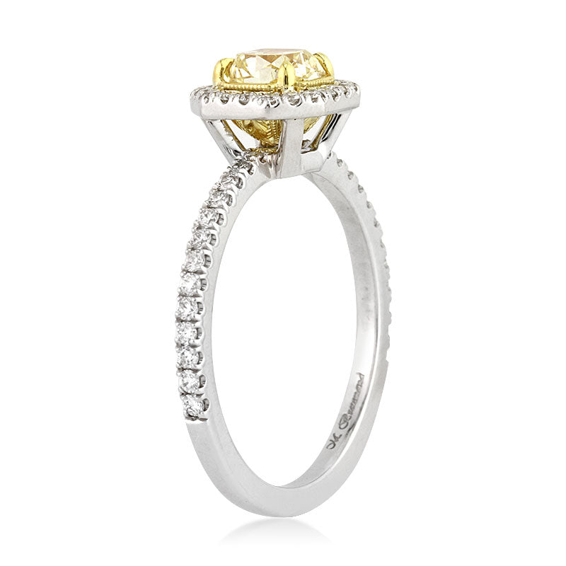 1.17ct Fancy Light Yellow Radiant Cut Diamond Engagement Ring