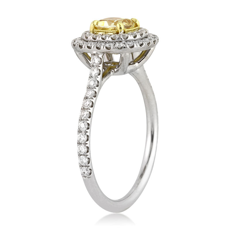 1.54ct Fancy Intense Yellow Cushion Cut Diamond Engagement Ring