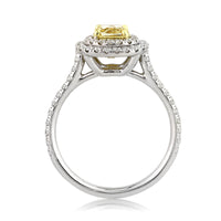 1.54ct Fancy Intense Yellow Cushion Cut Diamond Engagement Ring