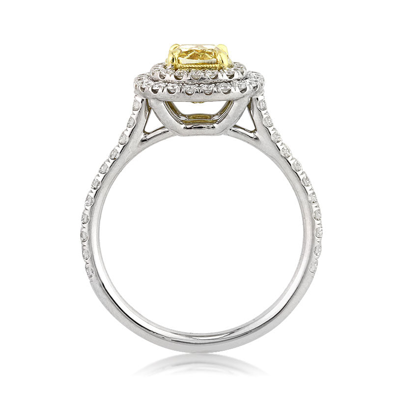 1.54ct Fancy Intense Yellow Cushion Cut Diamond Engagement Ring