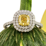 1.54ct Fancy Intense Yellow Cushion Cut Diamond Engagement Ring
