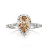 1.22ct Fancy Light Yellow Brown Pear Shaped Diamond Engagement Ring