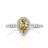 1.09ct Fancy Light Brown Green Yellow Pear Shaped Diamond Engagement Ring