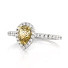 1.09ct Fancy Light Brown Green Yellow Pear Shaped Diamond Engagement Ring