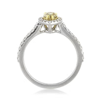 1.09ct Fancy Light Brown Green Yellow Pear Shaped Diamond Engagement Ring