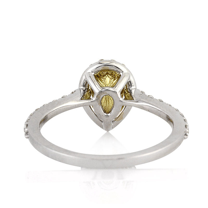 1.09ct Fancy Light Brown Green Yellow Pear Shaped Diamond Engagement Ring