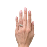 1.09ct Fancy Light Brown Green Yellow Pear Shaped Diamond Engagement Ring