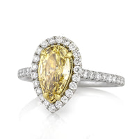 1.71ct Fancy Intense Yellow Pear Shaped Diamond Engagement Ring