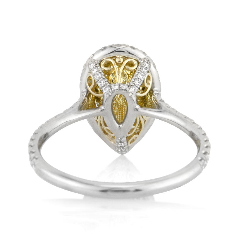 1.71ct Fancy Intense Yellow Pear Shaped Diamond Engagement Ring