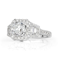 3.24ct Old Mine Cut Diamond Engagement Ring