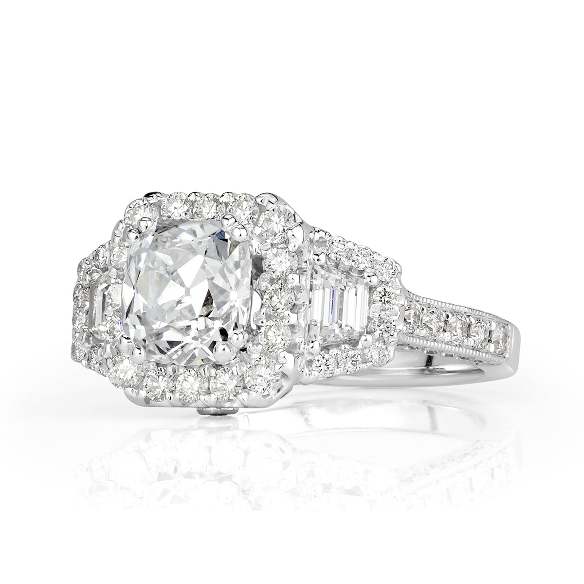 3.24ct Old Mine Cut Diamond Engagement Ring