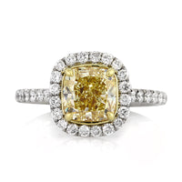 2.72ct Fancy Yellow Cushion Cut Diamond Engagement Ring