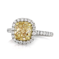 2.72ct Fancy Yellow Cushion Cut Diamond Engagement Ring