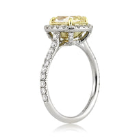 2.72ct Fancy Yellow Cushion Cut Diamond Engagement Ring