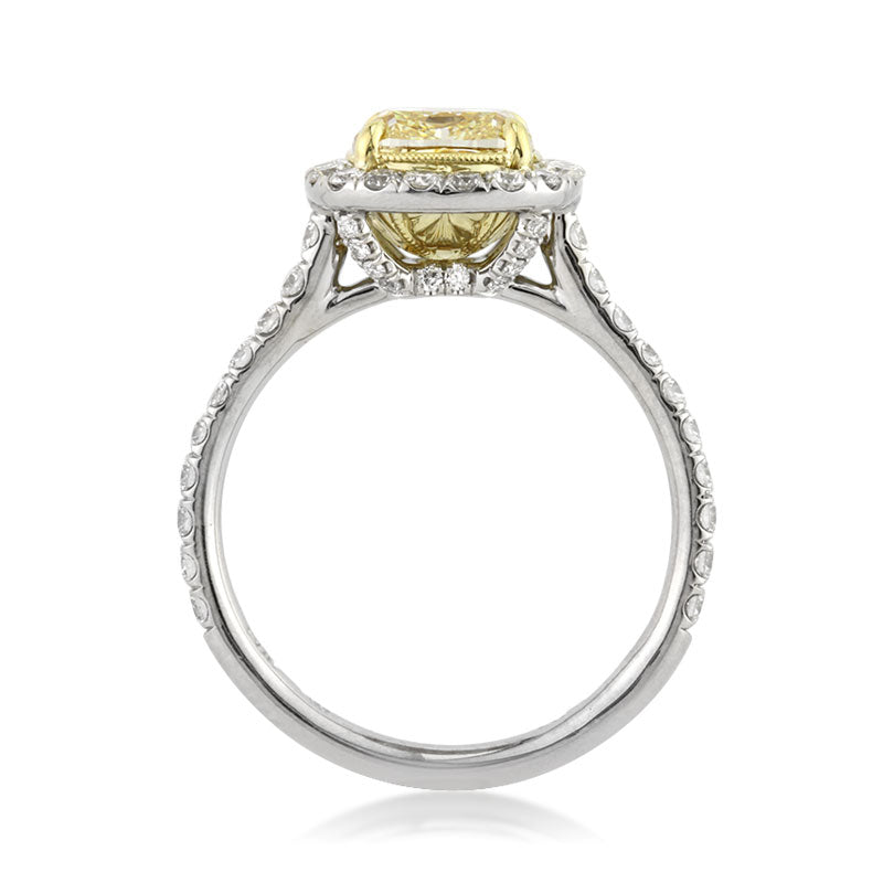 2.72ct Fancy Yellow Cushion Cut Diamond Engagement Ring