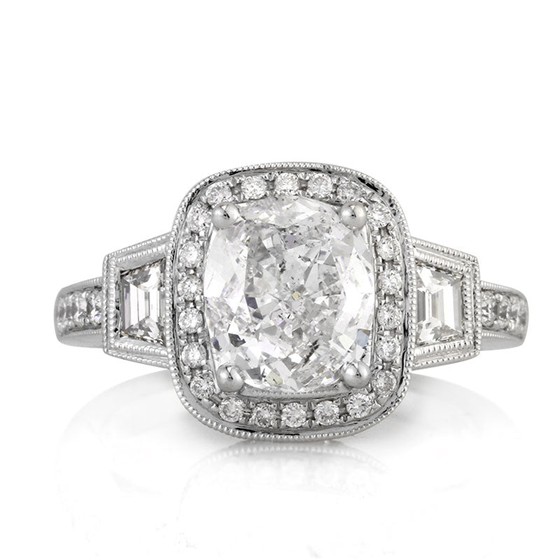 2.95ct Cushion Cut Diamond Engagement Ring