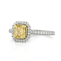 1.26ct Fancy Intense Yellow Radiant Cut Diamond Engagement Ring