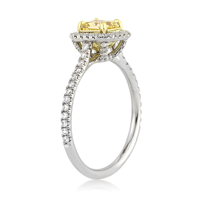 1.26ct Fancy Intense Yellow Radiant Cut Diamond Engagement Ring