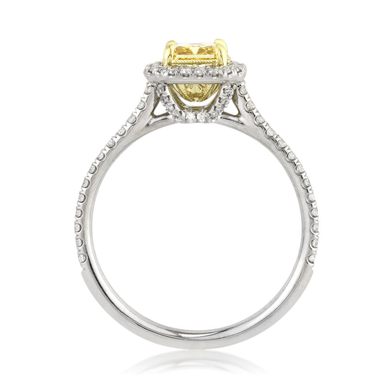 1.26ct Fancy Intense Yellow Radiant Cut Diamond Engagement Ring