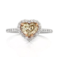 1.57ct Fancy Light Brown Yellow Heart Shaped Diamond Engagement Ring