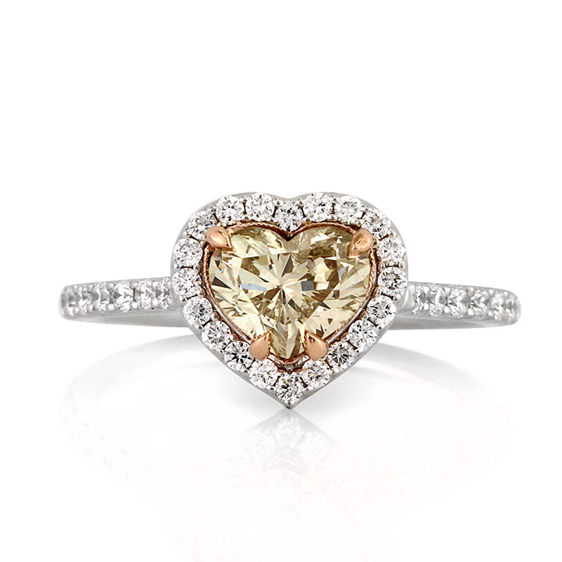 1.57ct Fancy Light Brown Yellow Heart Shaped Diamond Engagement Ring
