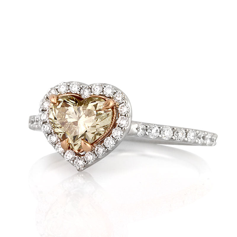 1.57ct Fancy Light Brown Yellow Heart Shaped Diamond Engagement Ring
