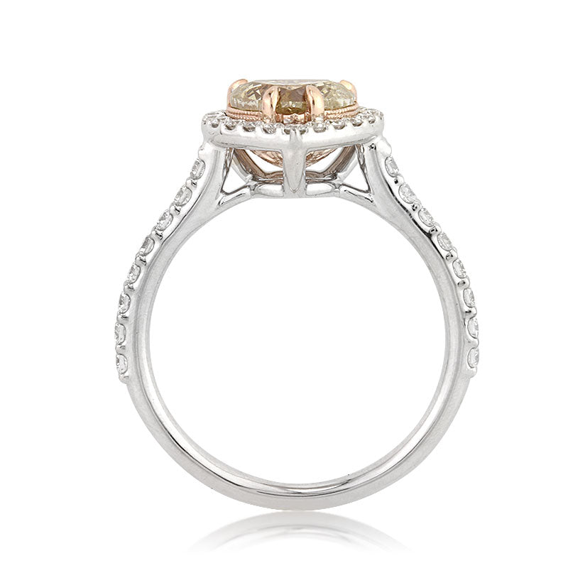 1.57ct Fancy Light Brown Yellow Heart Shaped Diamond Engagement Ring