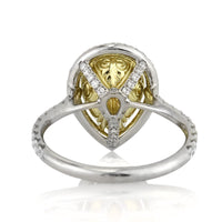 3.09ct Fancy Yellow Pear Shaped Diamond Engagement Ring