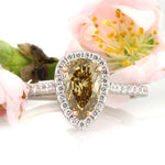 1.50ct Fancy Brown Yellow Pear Shaped Diamond Engagement Ring