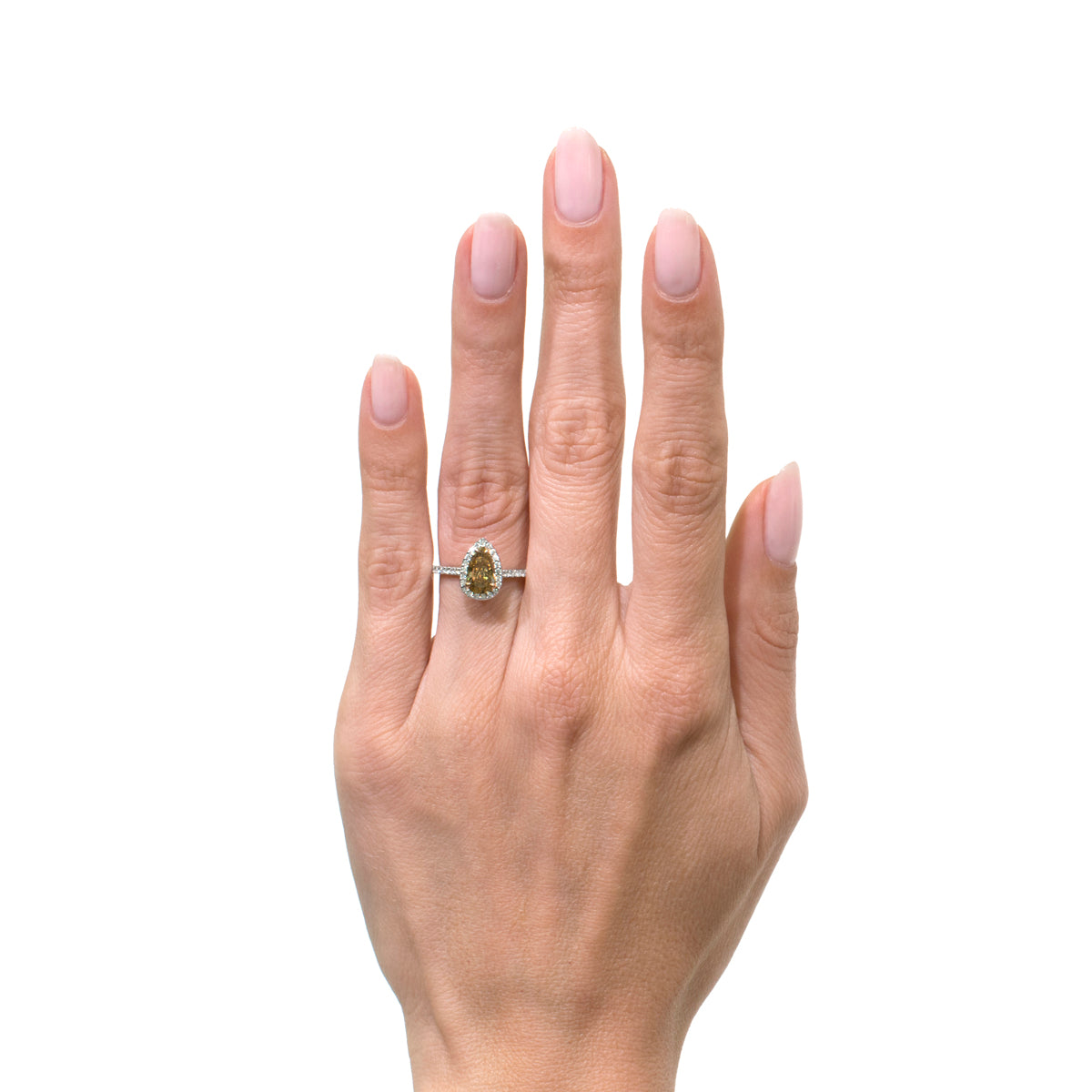 1.50ct Fancy Brown Yellow Pear Shaped Diamond Engagement Ring