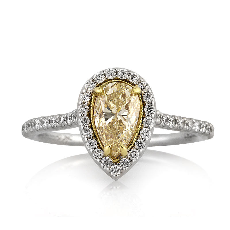 1.51ct Fancy Light Yellow Pear Shaped Diamond Engagement Ring