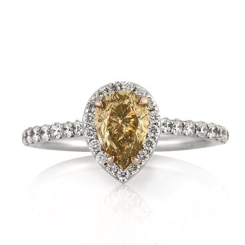 1.55ct Fancy Brown Yellow Pear Shaped Diamond Engagement Ring