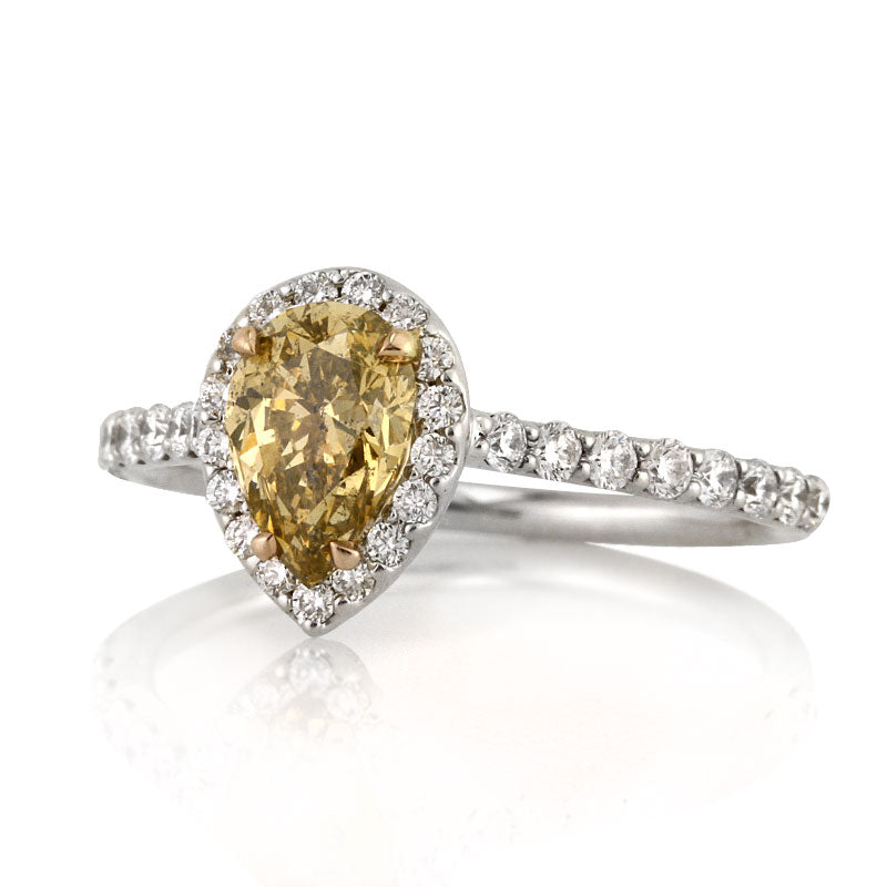 1.55ct Fancy Brown Yellow Pear Shaped Diamond Engagement Ring