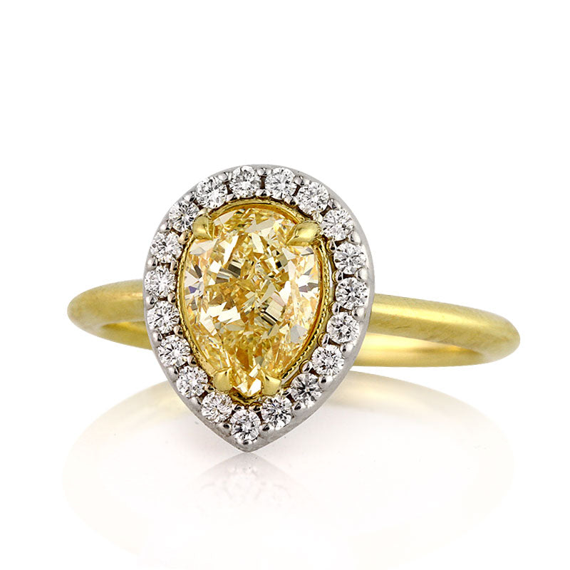1.73ct Fancy Light Yellow Pear Shaped Diamond Engagement Ring