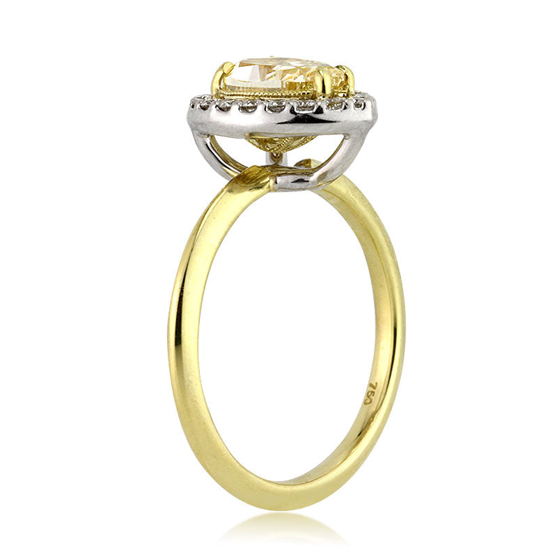 1.73ct Fancy Light Yellow Pear Shaped Diamond Engagement Ring