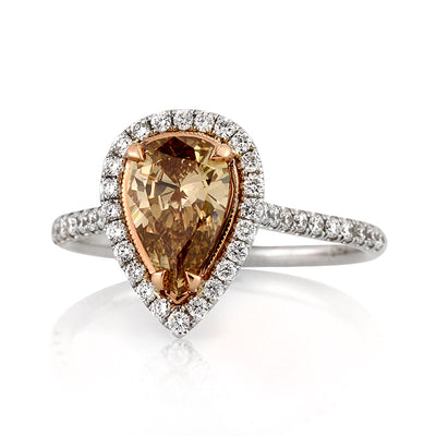 1.52ct Fancy Brown Yellow Pear Shaped Diamond Engagement Ring
