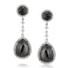 7.96ct Fancy Black Pear Shaped Rose Cut Diamond Earrings