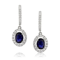 2.65ct Oval Cut Blue Sapphire and Diamond Earrings