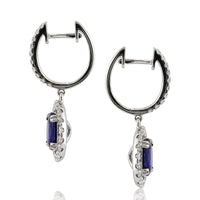 2.65ct Oval Cut Blue Sapphire and Diamond Earrings