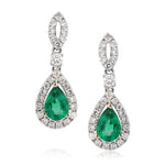 2.31ct Pear Shaped Emerald and Diamond Earrings