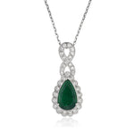 2.21ct Pear Shaped Emerald and Diamond Pendant