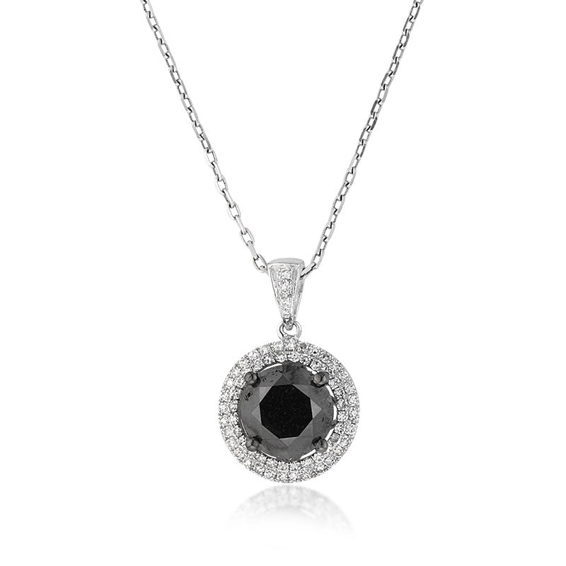 3.38ct Fancy Black Round Rose Cut Diamond Pendant