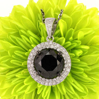 3.38ct Fancy Black Round Rose Cut Diamond Pendant