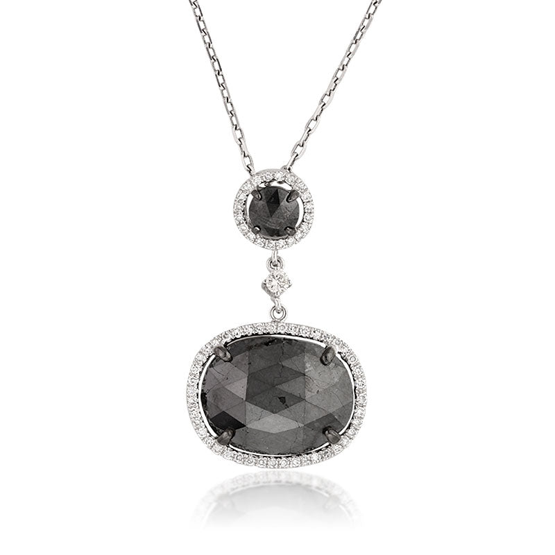 7.11ct Fancy Black Oval Rose Cut Diamond Pendant