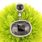 7.11ct Fancy Black Oval Rose Cut Diamond Pendant