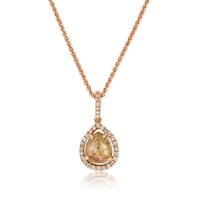 1.00ct Fancy Color Pear Shaped Rose Cut Diamond Pendant