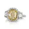 4.93ct Fancy Light Yellow Cushion Cut Diamond Engagement Ring