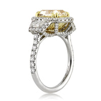 4.93ct Fancy Light Yellow Cushion Cut Diamond Engagement Ring